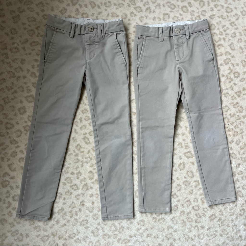 Set Of 2 Pairs Gap Kids Khaki Pants (Size 7, Slim Fit)